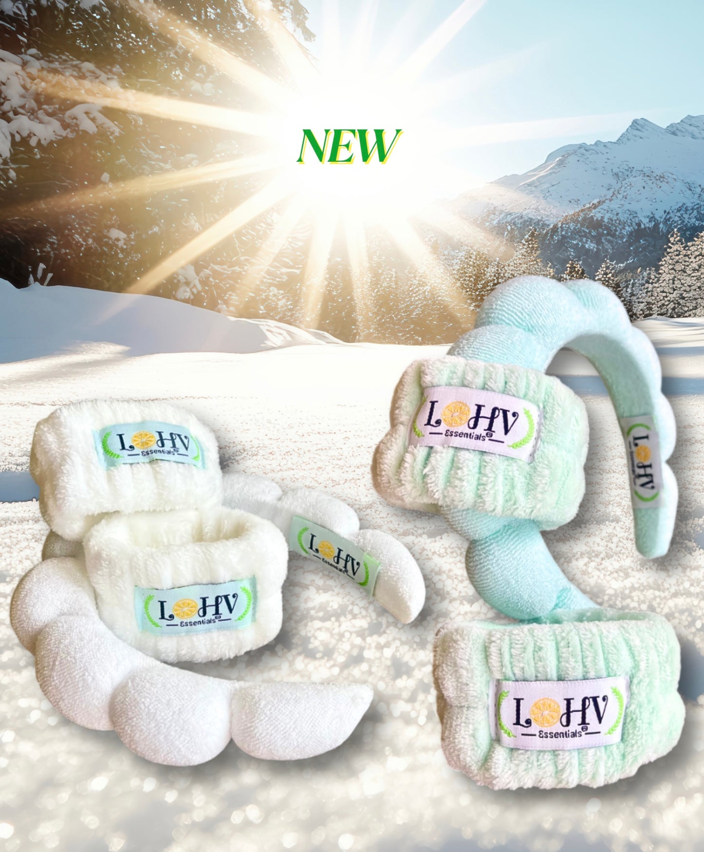 LOHV Love Band Spa Set – Spa Headband + Absorbent Cozy Wristbands