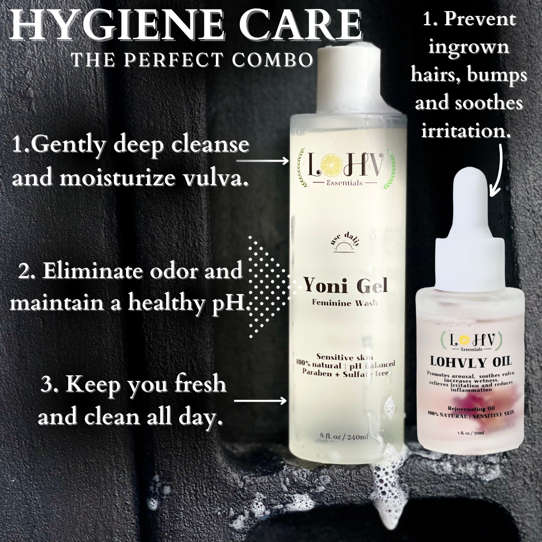 SOULMATES: PREMIUM LOHV YONI GEL FEMININE WASH & LOHV ROSE OIL BUNDLE FULL SIZE