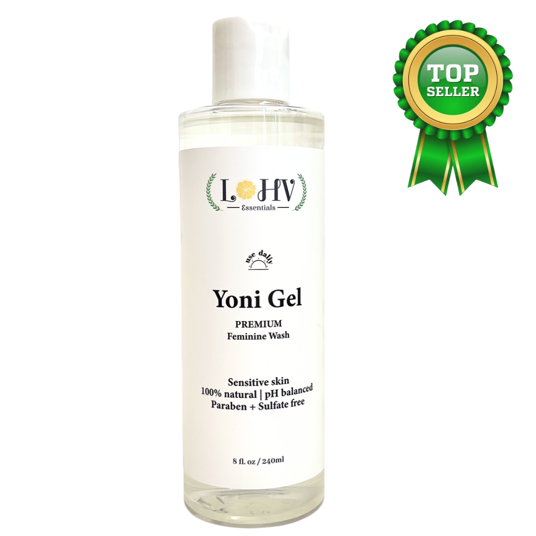 PREMIUM Herbal LOHV YONI GEL pH Balancing Intimate Wash: Eliminate Odor, Cleanse Vulva, Maintain a Healthy pH Balance with Palm Kernel Oil + Rose Oil + Aloe Vera Leaf