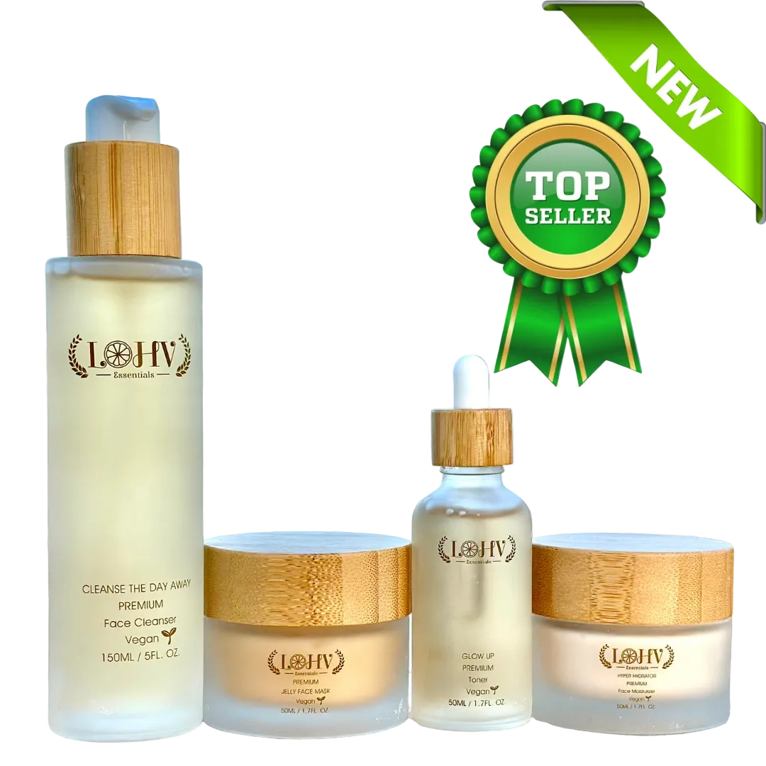 4 STEP PREMIUM 100% VEGAN SKINCARE SOLUTION SYSTEM With Rosemary + Hya –  LOHV ESSENTIALS