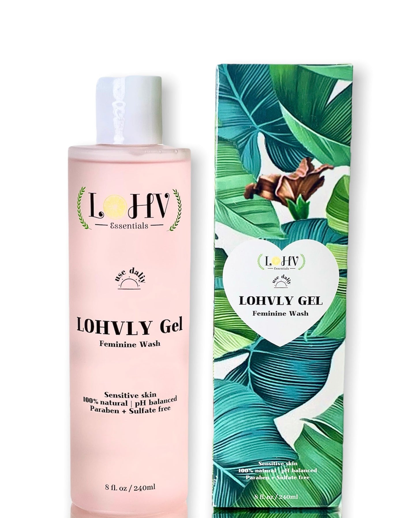 LOHVLY GEL Vegan Feminine Wash/Shower Gel, Relieve Stress and Cleanse Vulva with Tea Tree Oil + Chamomile + Aloe vera Oil