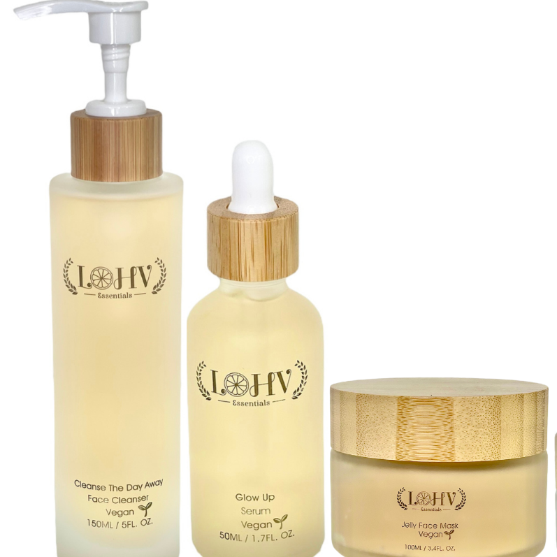 4 STEP PREMIUM 100% VEGAN SKINCARE SOLUTION SYSTEM With Hyaluronic acid + Retinol + Lactic acid + Glycolic acid + Niacinamide + Kombucha + Aloe vera