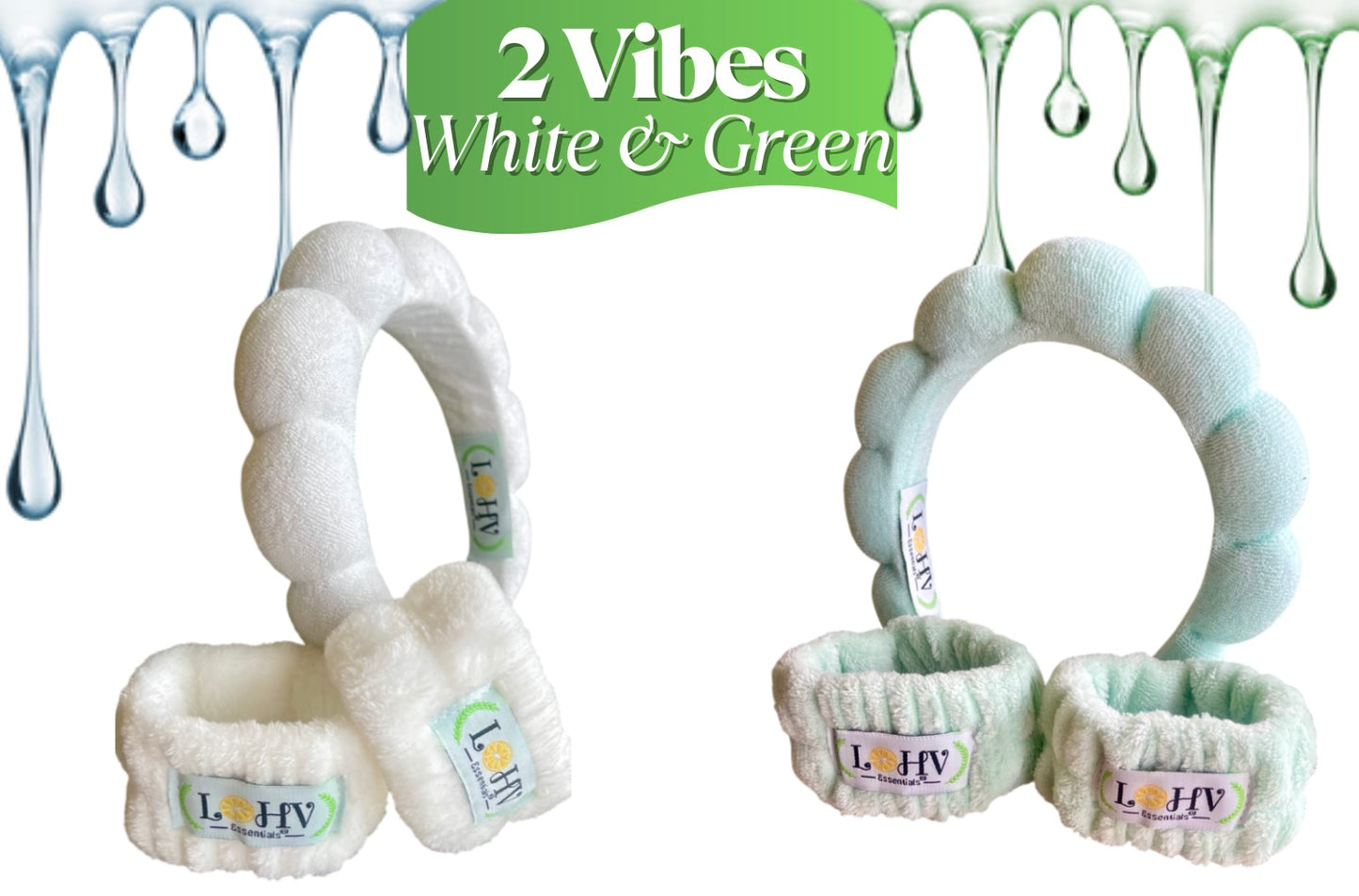 LOHV Love Band Spa Set – Spa Headband + Absorbent Cozy Wristbands