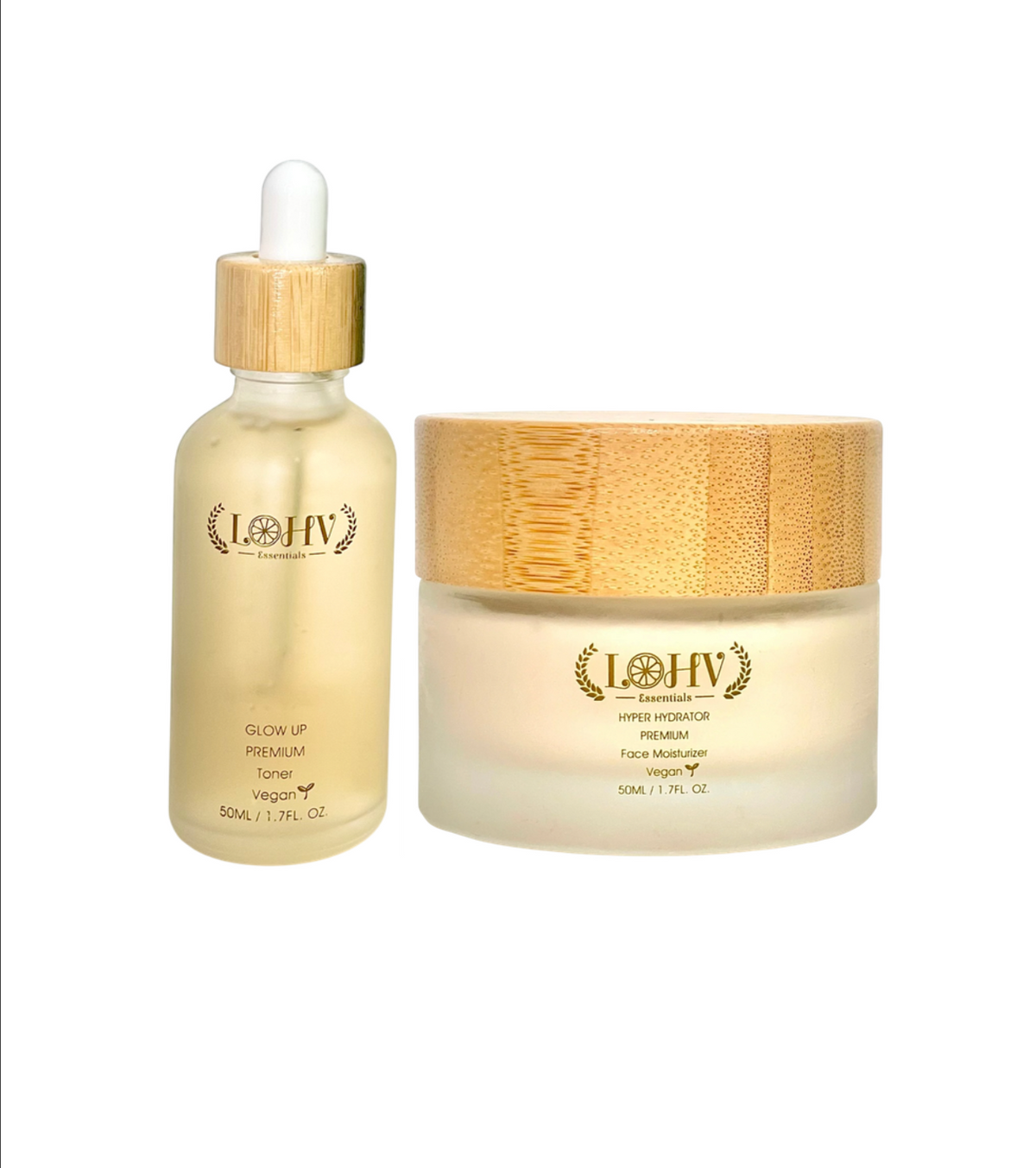 PREMIUM 100% VEGAN GLOW UP Toner Serum + HYPER HYDRATOR Face Moisturizer With SPF 30