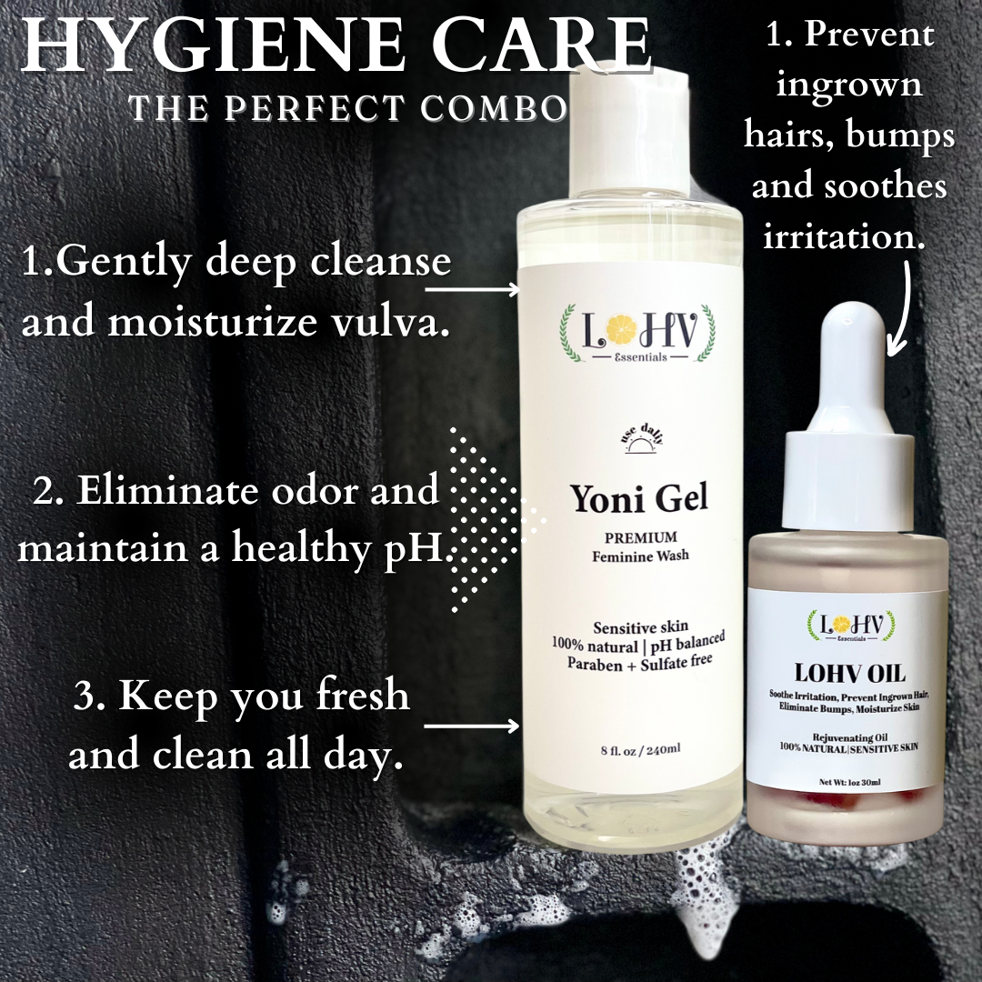 EFFECTIVE RESULTS BUNDLE: PREMIUM LOHV YONI GEL FEMININE WASH & LOHV ROSE OIL BUNDLE FULL SIZE