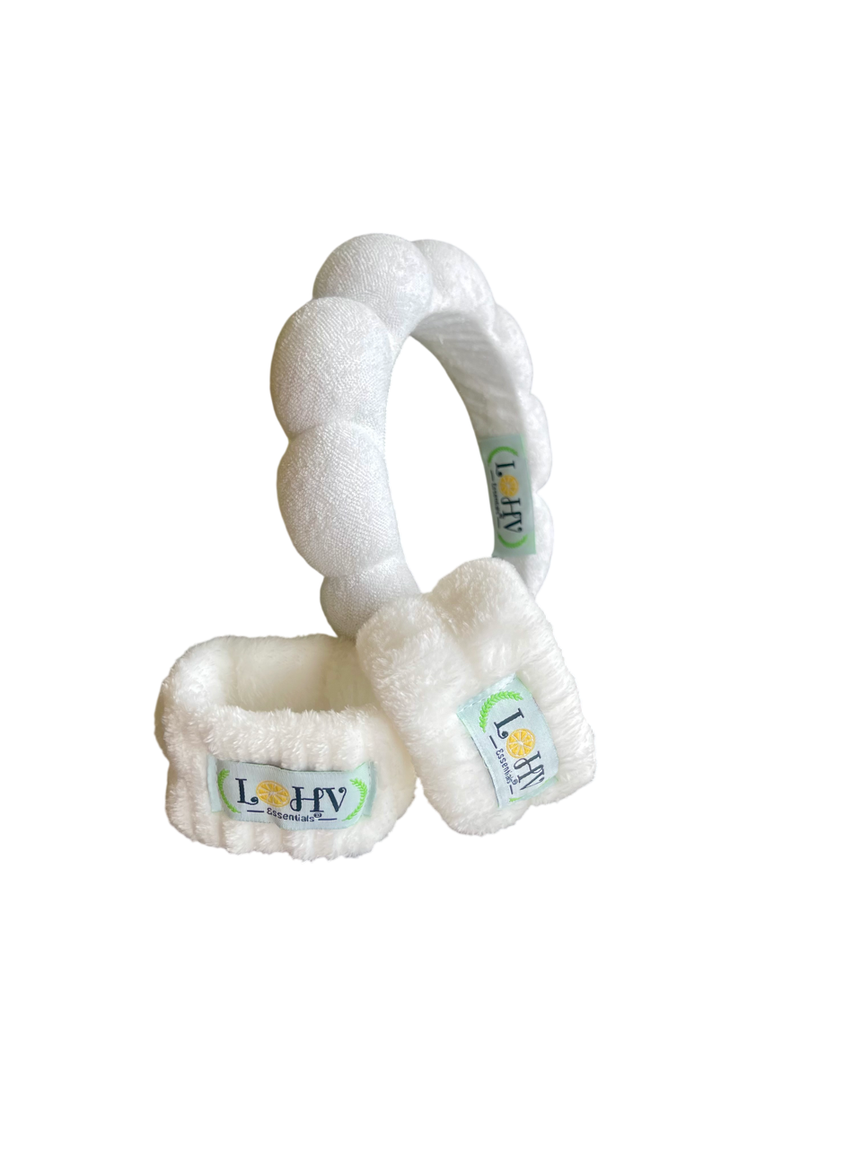 LOHV Love Band Spa Set – Spa Headband + Absorbent Cozy Wristbands