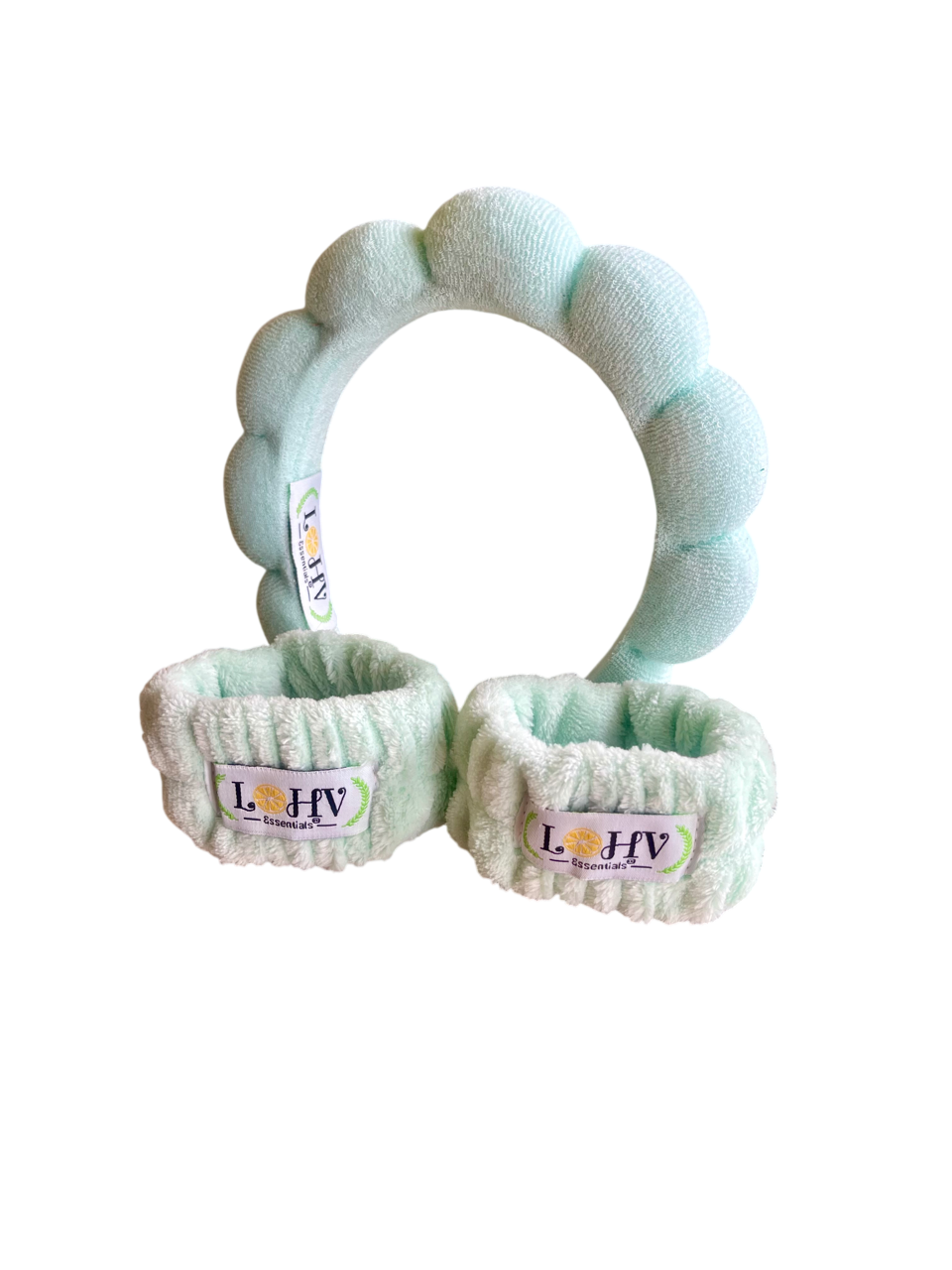 LOHV Love Band Spa Set – Spa Headband + Absorbent Cozy Wristbands